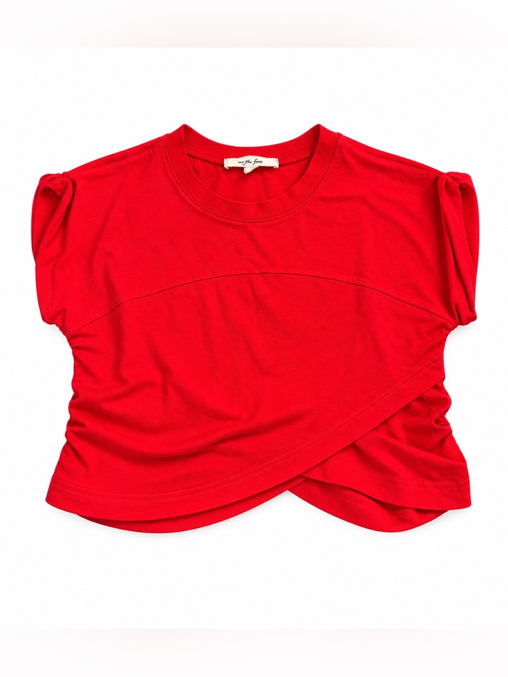 Free People Bright Red Twist Hem Cropped Top